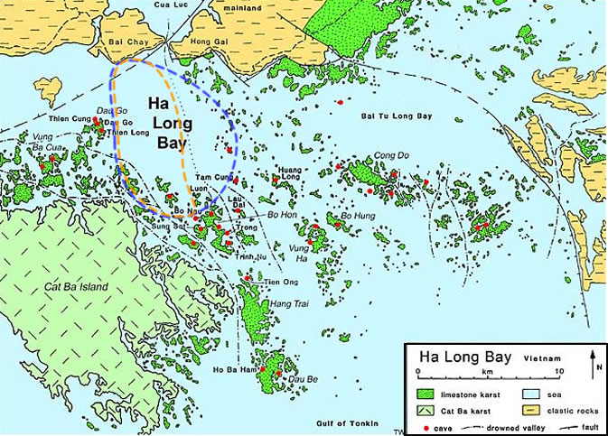 Map of Halong Bay Boat Route